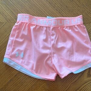 Under Armour Pink Girls' Athletic Shorts with White Trim
